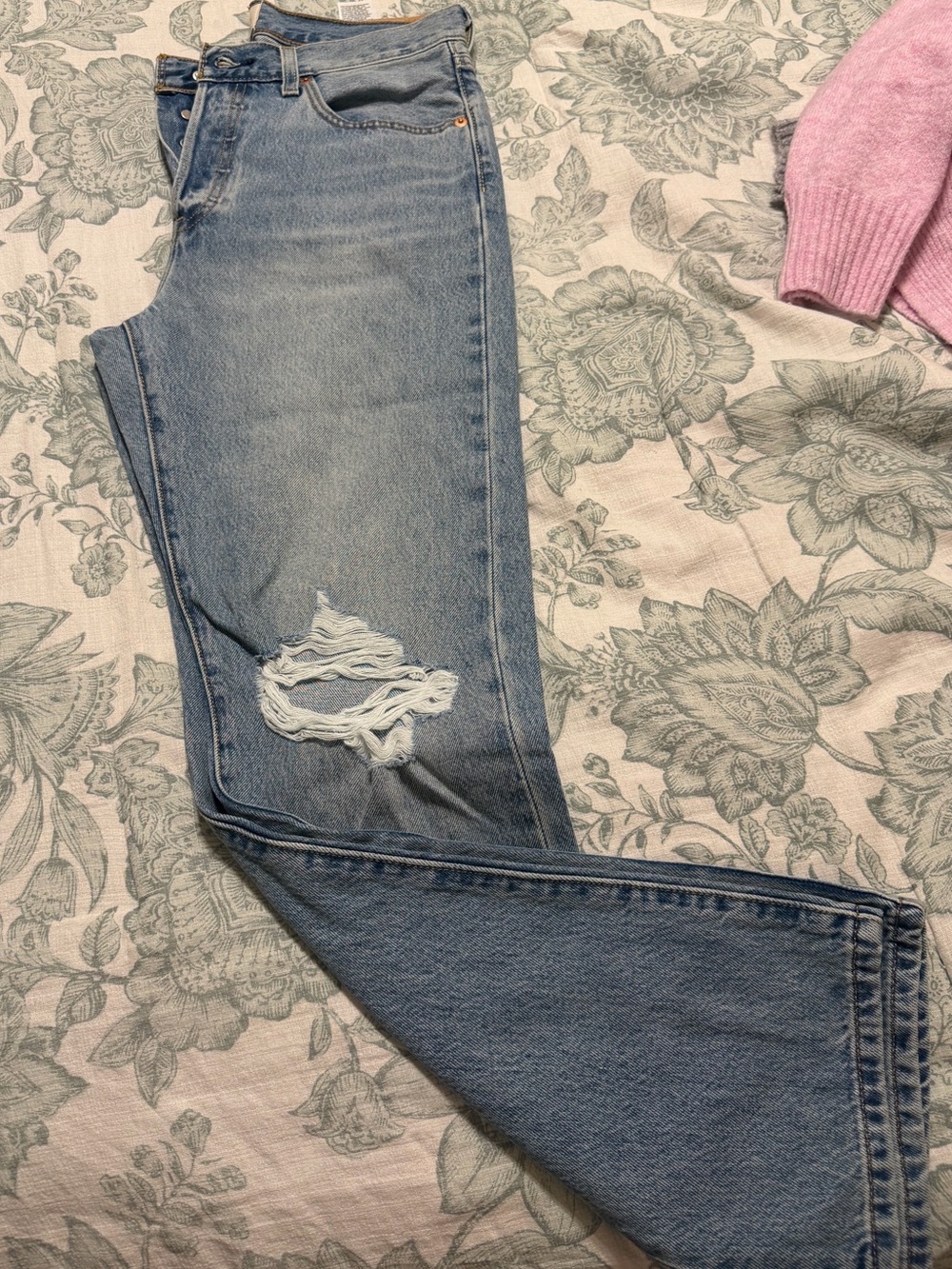 Levi's Light Blue Straight Leg Ripped Jeans